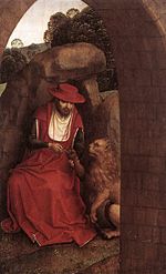 Hans Memling - De heilige Hiëronymus en de Leeuw - WGA14946.jpg