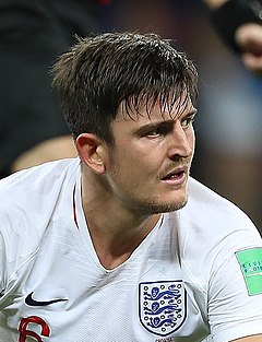 Maguire v zápase s Chorvatskem na MS 2018