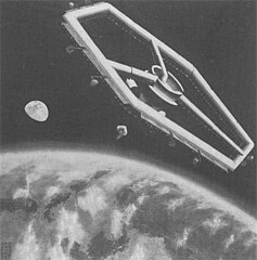 1962 NASA concept for a hexagonal inflatable rotating space station
