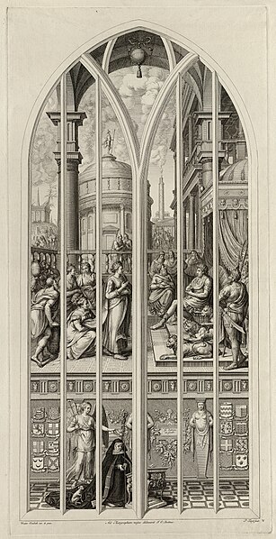 File:Het vijfde glasraam in de Sint-Janskerk te Gouda met de voorstelling van het bezoek van de koningin van Seba aan koning Salomo. NL-HlmNHA 1477 53010022.JPG