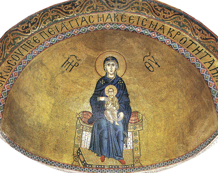 File:Hosios Loukas Katholikon (conch of the apse) - Virgin with child 02.jpg