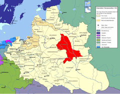 Mapa mostrando a localização da voivodia de Mińsk (em vermelho) na República das Duas Nações.