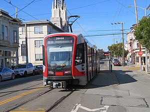 Inbound train at Church and 29th Street, January 2019.JPG