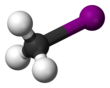 Modelo de bola e bastão de iodometano