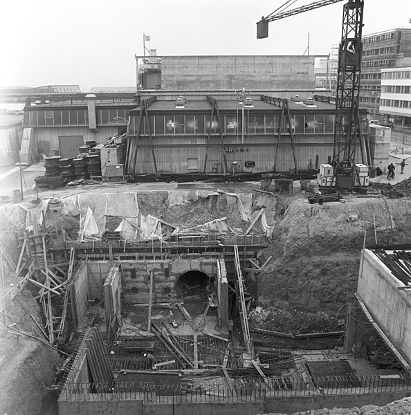 Excavation of underground experimental area for ISOLDE in 1966