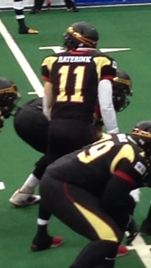 Raterink with the Iowa Barnstormers in 2013. JJ Raterink.PNG