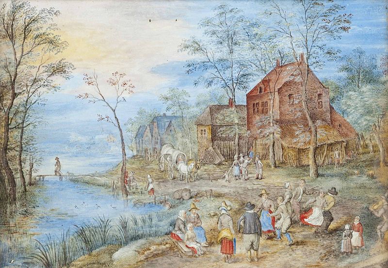 File:Jan Brueghel de Oude (Navolger) - Een dorp aan de rivier met dansende boeren.jpg