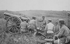 Type 38 15-cm-howitzer during an exercise in 1922