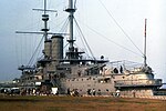 Mikasa som museifartyg i Yokosuka.