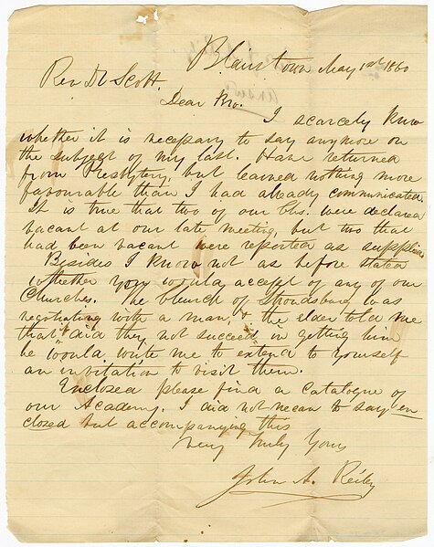 File:John A. Reiley letter to John W. Scott, May 1, 1860 - DPLA - 044c8b3dec93bbd517dbca5515bd0d00 (page 1).jpg