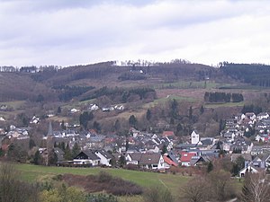 The Kohlberg from the southeast.  In the foreground the center of Neuenrades