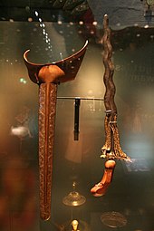 Javanese kris and scabbard displayed in Museum Volkenkunde, Leiden, the Netherlands. Kris and scabbard.jpg