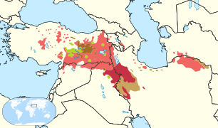 Карта распространения курдского языка