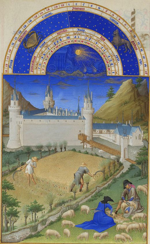 Afbeelding bij juli in Les Très Riches Heures du duc de Berry (± 1410)