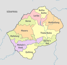 Lesotho, administrative divisions - de - colored.svg