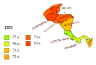 Change in life expectancy in Central America from 2019 to 2021[35]