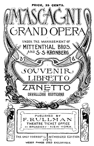 <i>Zanetto</i> Opera by Pietro Mascagni