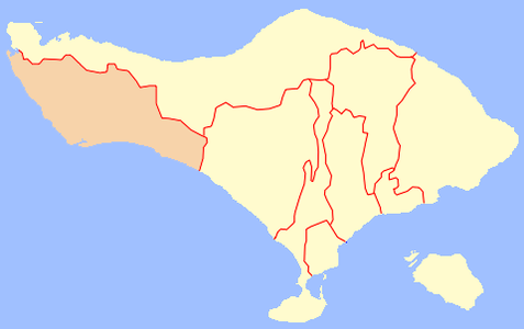 Peta lokasi Kabupaten Jembrana di Bali