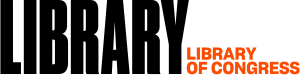 the word "library" in bold, narrow letters, with "library of congress" to its left in small orange type