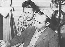 Alberto Lattuada e Federico Fellini al lavoro per la regia di Luci del varietà, ultima occasione in cui collaborarono