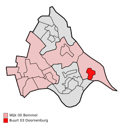 Location of Doornenburg in the municipality of Lingewaard