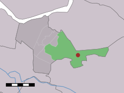 Nijkerk belediyesindeki 't Woud köyü (koyu kırmızı) ve istatistik bölgesi (açık yeşil).