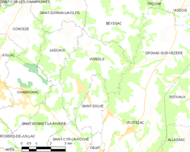 Mapa obce Vignols