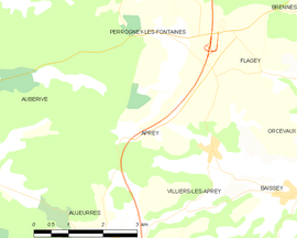 Mapa obce Aprey