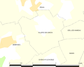 Mapa obce Villers-Sir-Simon