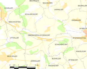 Poziția localității Obermodern-Zutzendorf