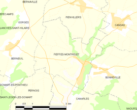 Mapa obce Fieffes-Montrelet