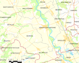 Mapa obce Verdun-sur-Garonne