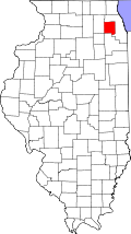 State map highlighting DuPage County