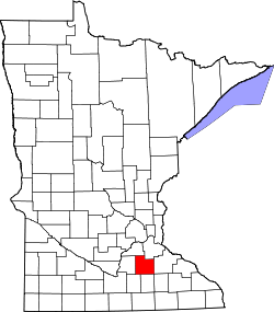 map of Minnesota highlighting Rice County