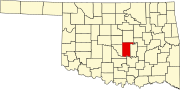 Pottawatomie County map Map of Oklahoma highlighting Pottawatomie County.svg