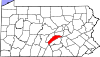 Mapa de Pensilvania con la ubicación del condado de Juniata