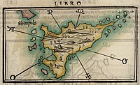 Mapa Skýrosu od Benedetta Bordoneho, 1547