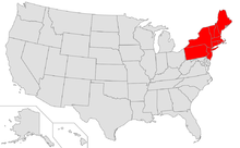 Mapa USA se zvýrazněním Northeast.png