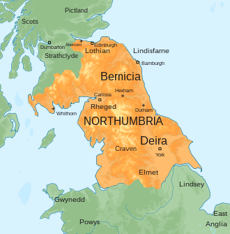 Territory of Northumbria Map of the Kingdom of Northumbria around 700 AD.svg