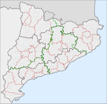 Catalonia, with its municipalities, comarques, and provinces Mapa comarcal i municipal de Catalunya.svg