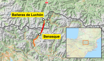 Map of the tunnel Benasque-Luchon 🇪🇸🇫🇷