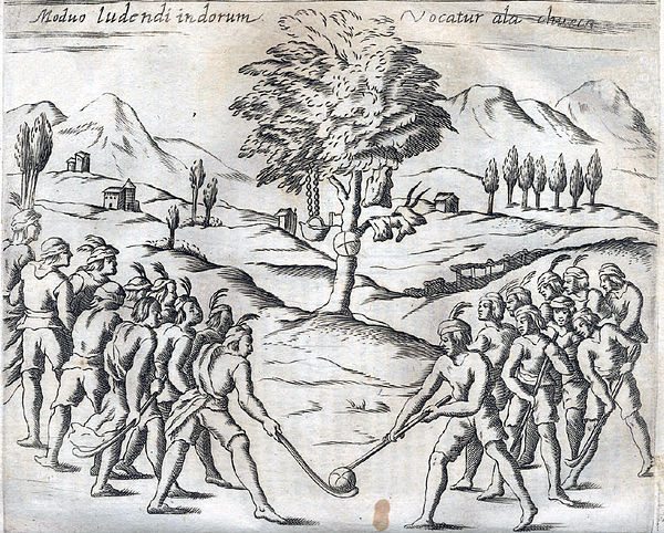 Native Mapuches playing palín, shown in Histórica Relación del Reino de Chile by Alonso de Ovalle, Rome, 1646
