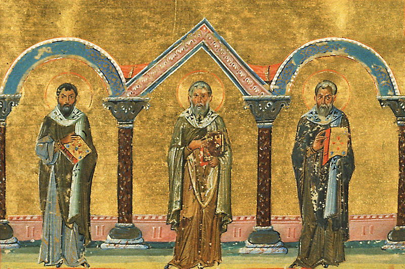 File:Marcellus, Bishop of Sicily, Pancratius, Bishop of Taormina, and Philagrius, Bishop of Cyprus (Menologion of Basil II).jpeg
