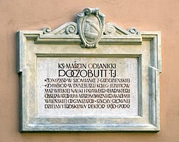 The plaque in memory of Polish-Lithuanian astronomer, mathematician and jesuit Marcin Odlanicki Poczobutt (1728–1810) in the Observatory Courtyard