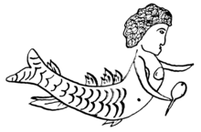 Tattoo of a mermaid holding a mirror from 1808 Mermaid tattoo of 1808.png