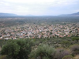 Panoramic view of the village by the foot of the mountain Koulochera