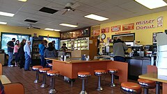 Interior of the sole Mister Donut store in the United States located in 2720 Grovelin Street, Godfrey, Illinois.
