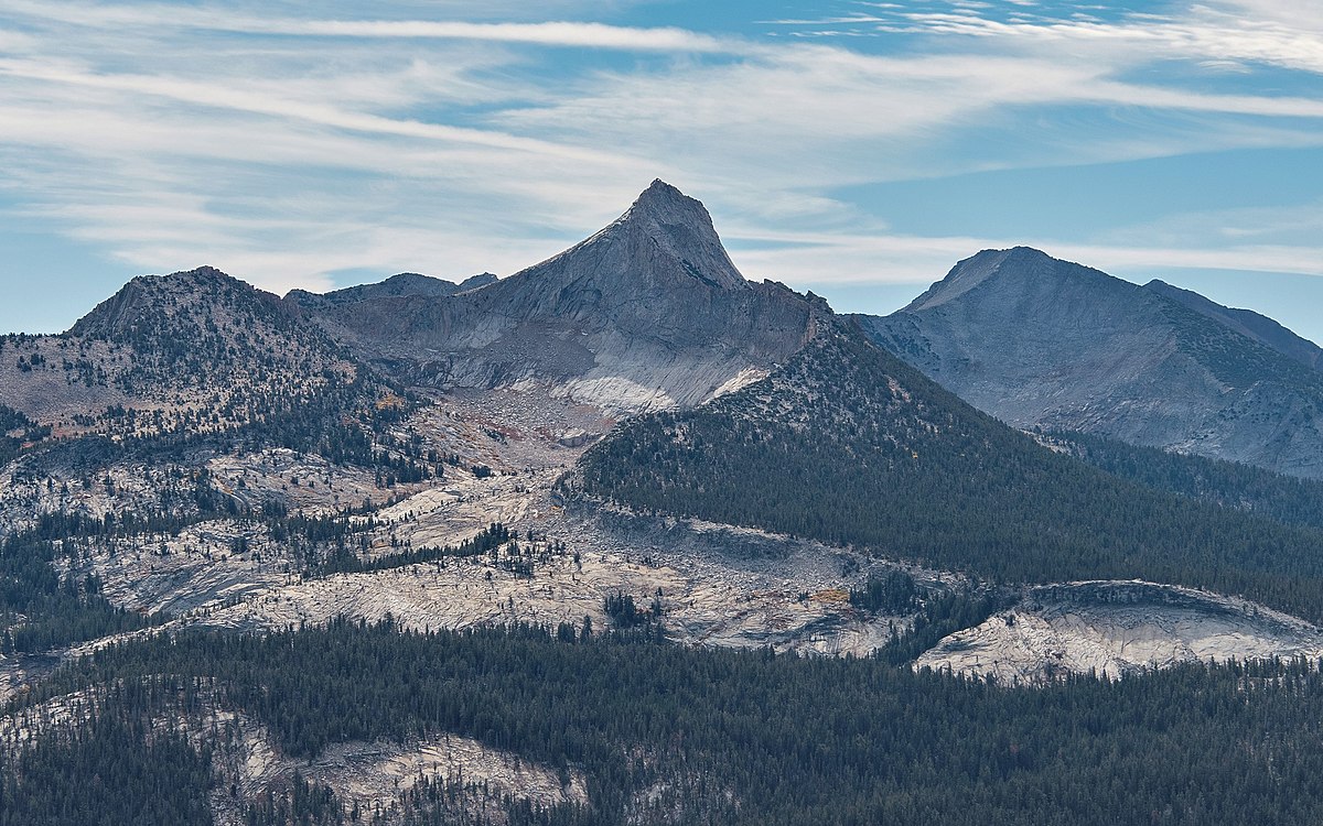 North aspect of Mount Clark seen from Clouds Rest. Gray Peak to right.