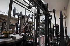 20th and early 20th century Steam and Diesel machines, First valve steam engine 1865, Deutsches Museum, Munich, Germany