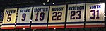 The Islanders' retired numbers raised at Nassau Coliseum NYI Retired Number.JPG